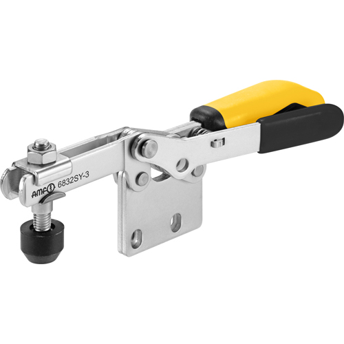 Horizontal Toggle Clamp with Yellow Handle and Safety Latch, 6832SY
