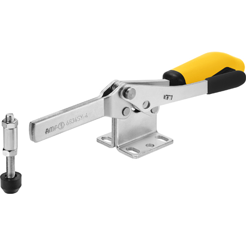 Horizontal Toggle Clamp with Yellow Handle and Safety Latch, 6834SY