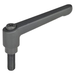 Adjustable hand levers, Zinc die casting, with threaded stud steel 300-45-M5-25-RH