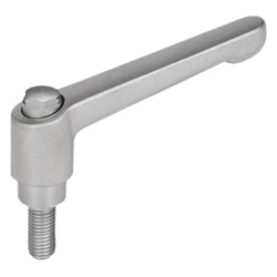 Adjustable Stainless Steel-Hand levers, threaded stud 300.5-45-M4-32-AS