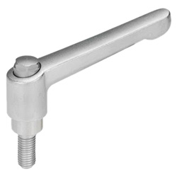 Adjustable Stainless Steel-Hand levers, threaded stud, electropolished 300.6-78-M8-63-AS