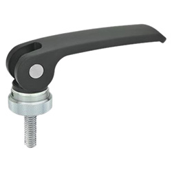 Clamping levers with eccentrical cam with threaded stud, Lever zinc die casting 927-63-M5-40-A-R
