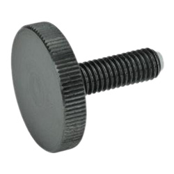 Flat knurled screws with brass / plastic pivot 653.10-M8-20-ST-MS