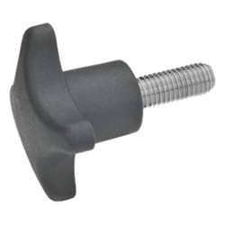Hand knobs, Plastic, with Threaded bolt, Stainless Steel 6335.5-ST-32-M6-30