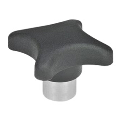 Hand knobs, Technopolymer, with protruding Stainless Steel bushing 6335.2-63-M12-E-NI
