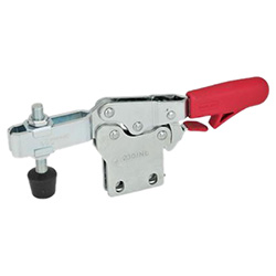 Horizontal acting toggle clamps with safety hook, with vertical mounting base 820.4-130-PL