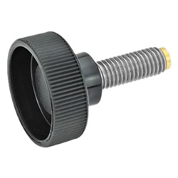 Knurled screws with brass / plastic pivot 421.10-M8-25-MS