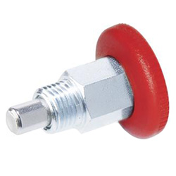 Mini indexing plungers, open indexing mechanism, with red knob