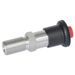 Stainless Steel-Indexing plungers, with click-type safety lock, unlocking with p 414.1-6-9-A-NI