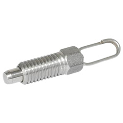 Stainless Steel-Indexing plungers, with lifting ring / with wire loop, without r 717-6-M12X1,5-DK-NI