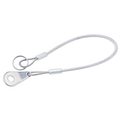 Stainless Steel-Retaining cables with key rings or one key ring and one tab