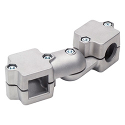 Swivel clamp connector joints, two-part clamp pieces 289-B42-B42-S-2-BL