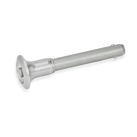 Perni di bloccaggio a sfera in acciaio inox, con manopola in acciaio inox, materiale pressore n. AISI 630 (GN 113.10) 113.10-10-25