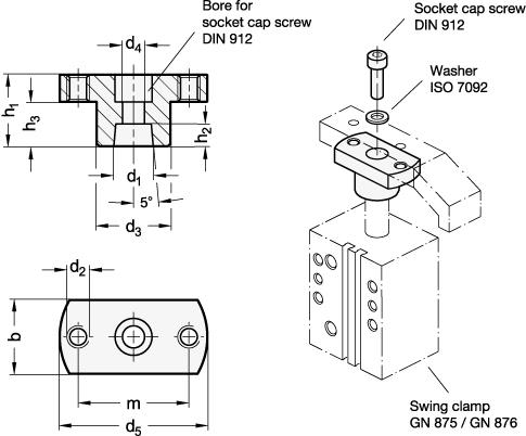 Flange di adattamento, morsetti oscillanti GN/GN