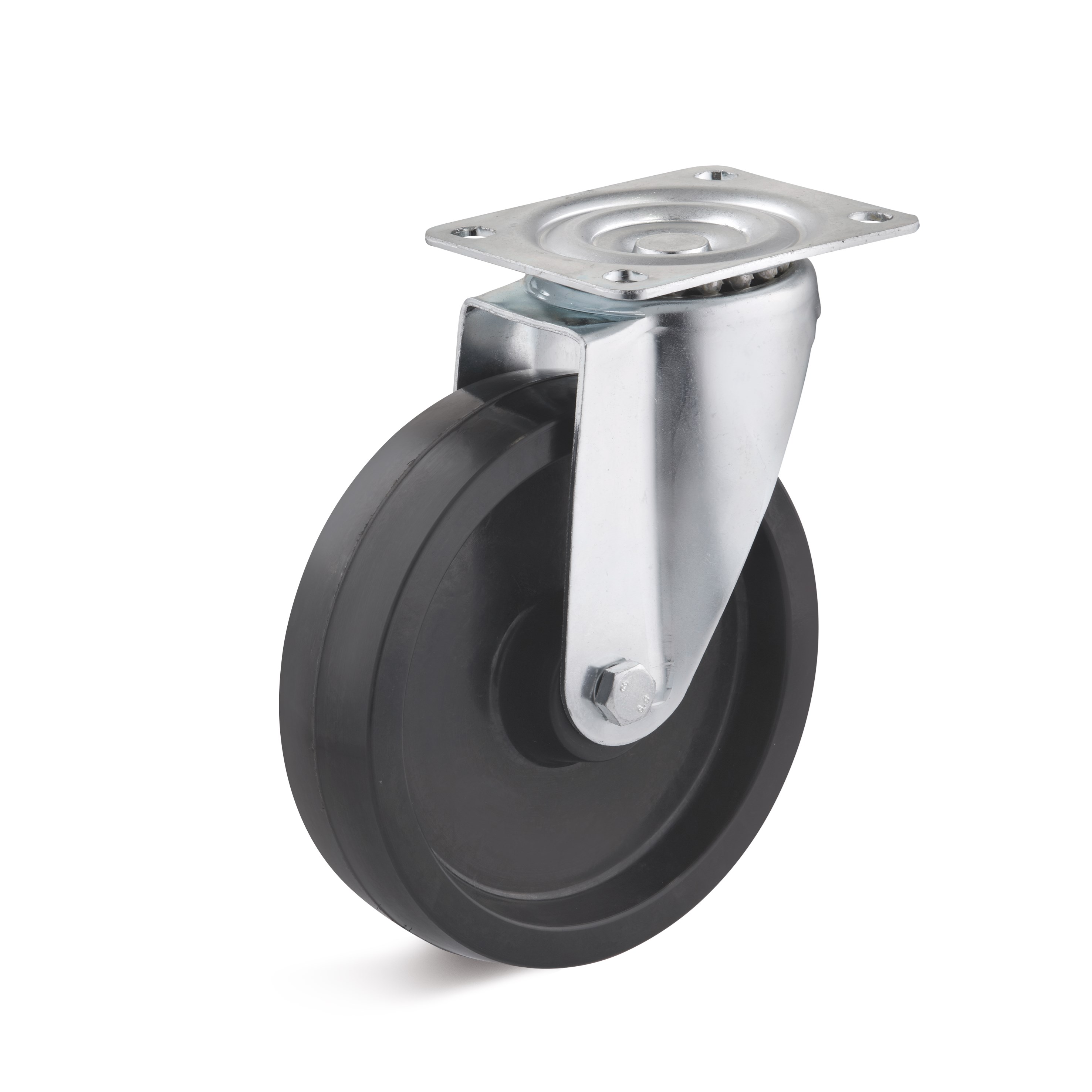 Swivel castor with heat-resistant plastic wheel