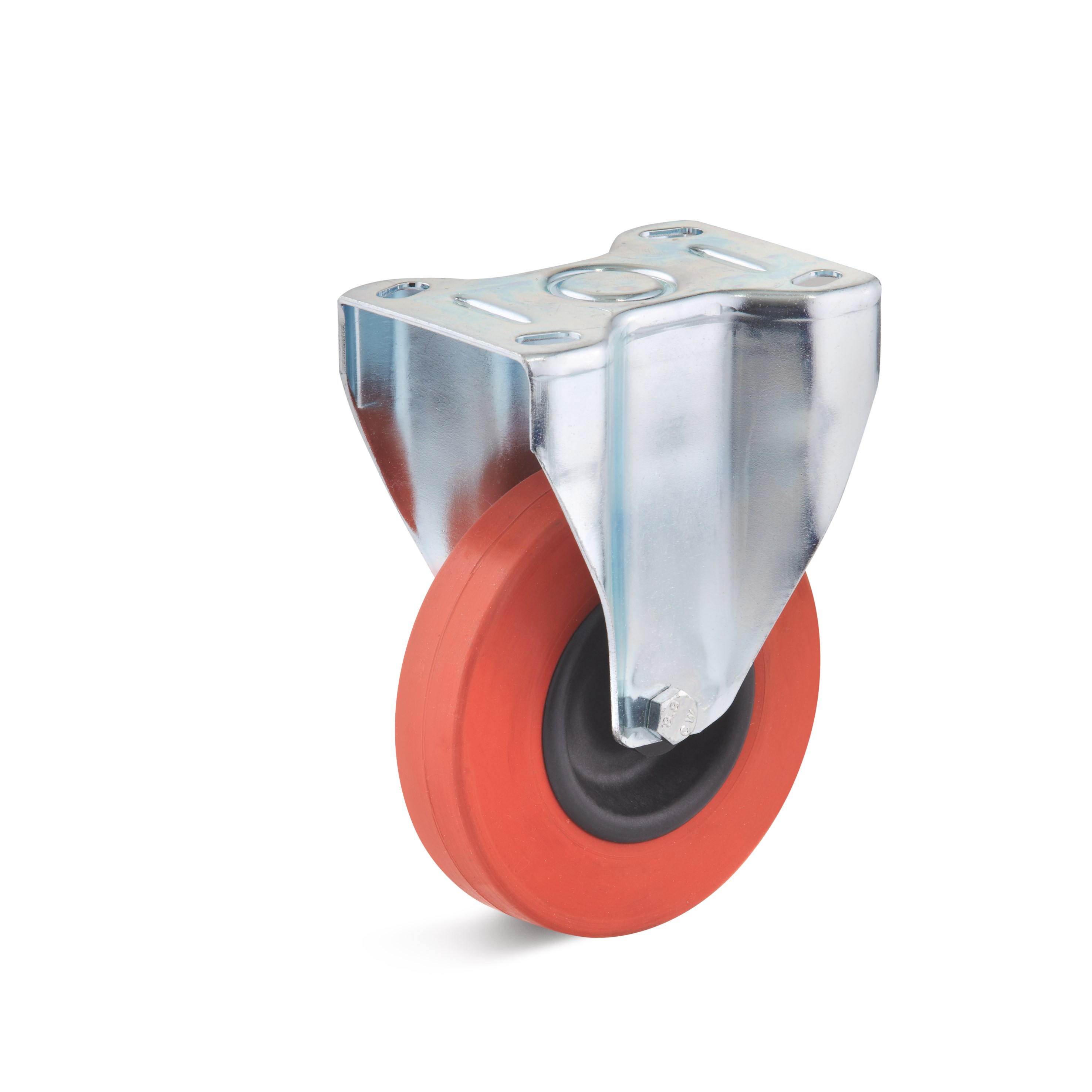 Fixed castor with heat-resistant rubber wheel B-IT-HGK-125-G-ROT