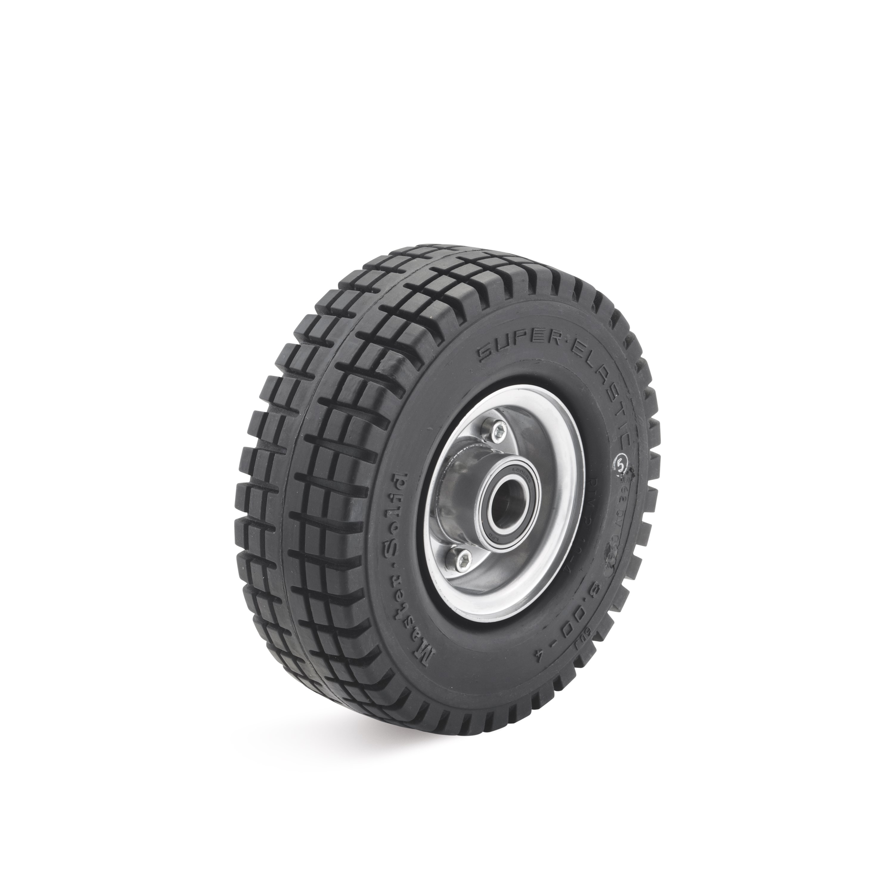 Super elastic wheel, on sheet steel care, 3-component tires SEV-3.00-4-100-K25