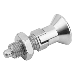 Spina di posizione, forma D con incavo d'arresto con controdado, acciaio inox, inch (03089)