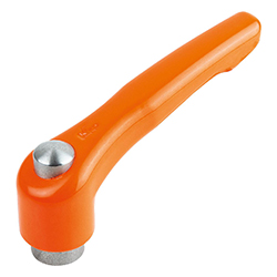 Maniglia a leva con tappo di protezione, zinco, arancio con rivestim. plastica, inch (06451)