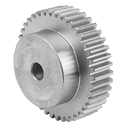 Ruota dentata conica dritto, forma A con mozzo, modulo 2.5 a dentatura fresata, acciaio (22400)