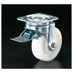 Ruote per attrezzature con freno (ruote piroettanti) / diametro ruota × larghezza: 125 × 40 mm. Ruote: nylon 6 / acciaio inox