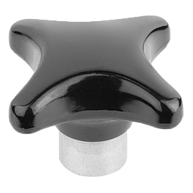 Impugnature a palmo simili a DIN 6335, forma E con boccola sporgente in acciaio (K0148)