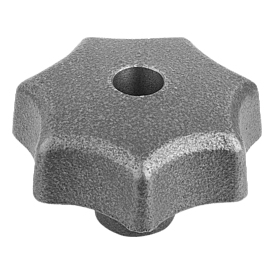 Manopole a stella DIN 6336 Ferro grigia, forma B, forate (K0151)