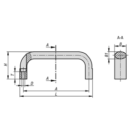 Maniglie in acciaio inox, ovali con foro passante (K1640)