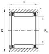 INA Single-Row Needle Roller Bearings with Lips, without Inner Ring and without Lubrication Bore, Open-Type