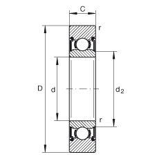 Rotelle / fila singola / anello esterno cilindrico / INA