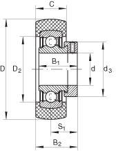 Cuscinetto radiale a sfere / fila singola / NPP / collare di bloccaggio eccentrico / distanziale in gomma / INA