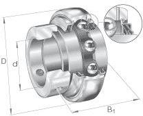 Cuscinetto radiale a sfere / fila singola / anello esterno sferico / collare di bloccaggio eccentrico / INA