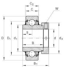 Cuscinetto radiale a sfere / fila singola / KLL / collare di bloccaggio eccentrico / INA