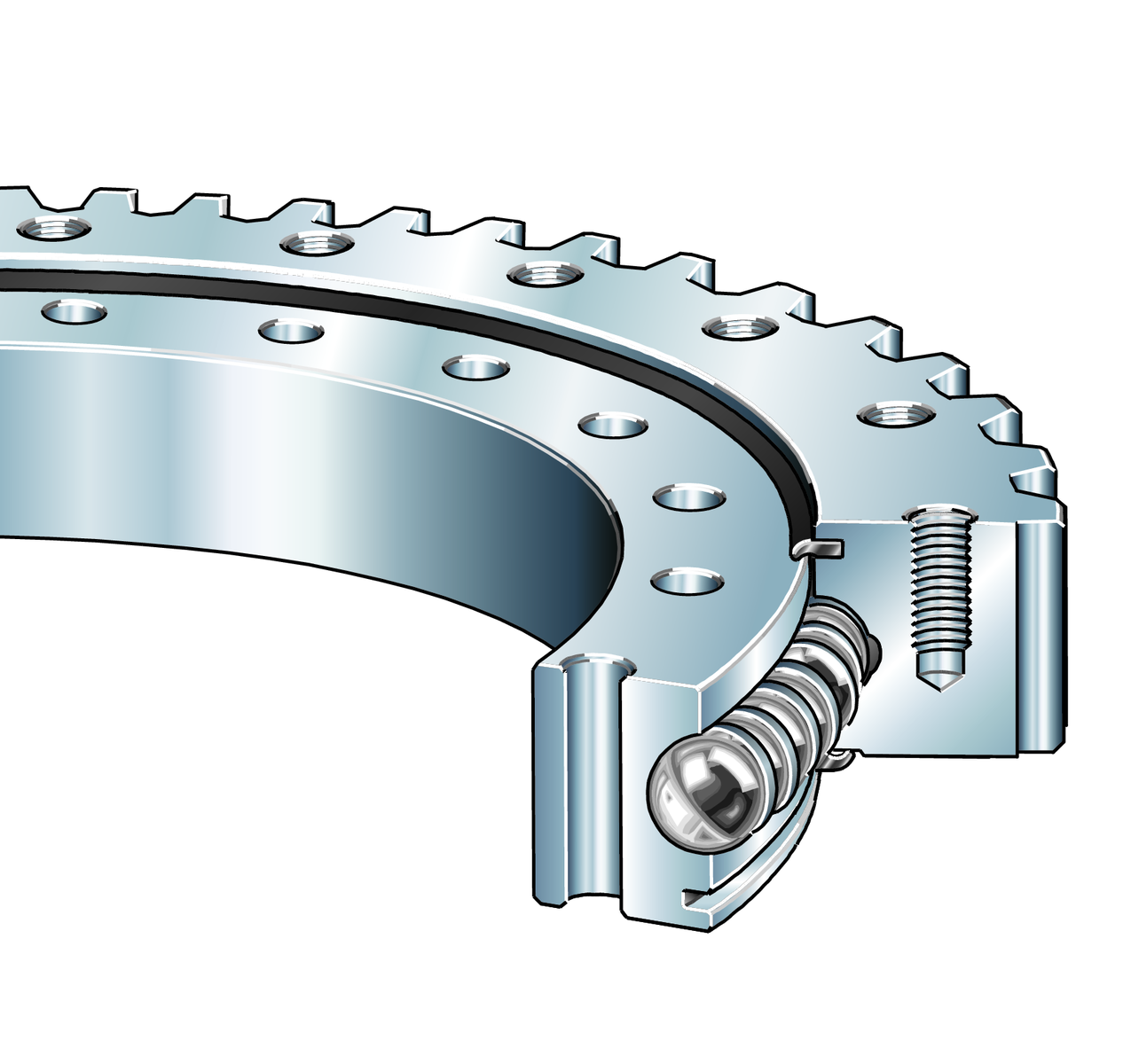 Ralla di rotazione, cuscinetti a 4 punti di contatto, dentatura esterna, VSA Series