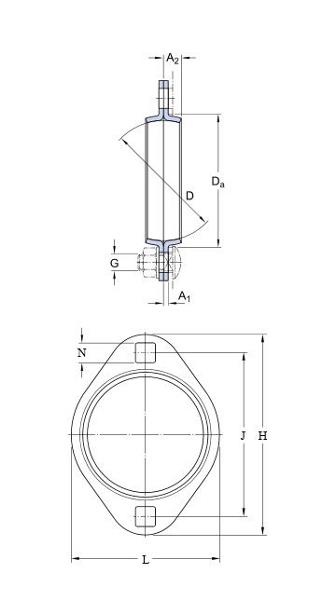 Unità SKF a flangia quadra a due bulloni, lamiera d’acciaio, ovale, tipo PFT