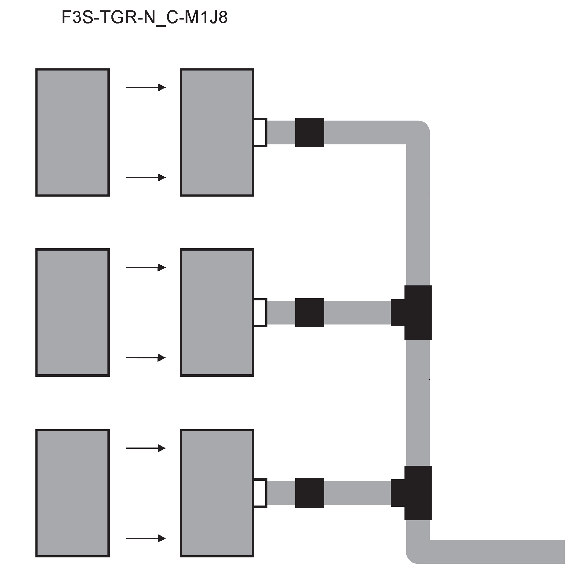 Cavo di collegamento con connettore a T per Finecorsa di sicurezza non a contatto ad effetto Hall F3S-TGR-N□C