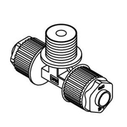 Raccordi in fluoroplastica / Raccordi per tubi in fluoropolimero, serie LQ1, raccordo a T con filettatura maschio, dimensione metrica