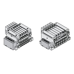 Elettrovalvole a 5 vie / VQ1000/2000, blocco valvole F (kit con connettore D-sub)