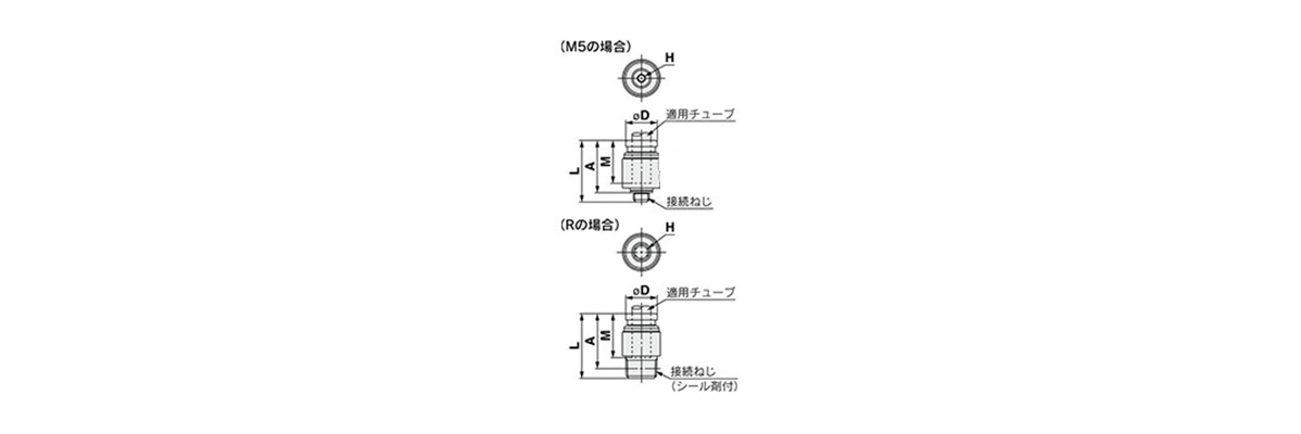 Hex Socket Head Male Connector: KQB2S outline drawings 