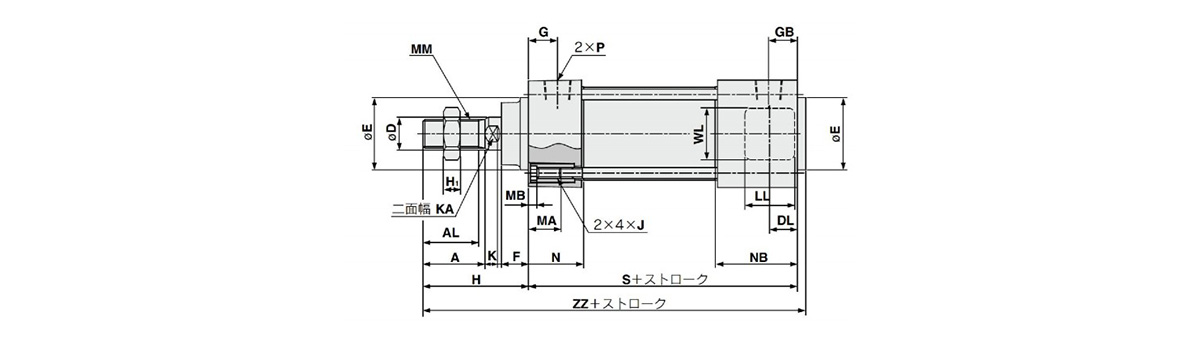 With head-end lock MBBB dimensional drawing