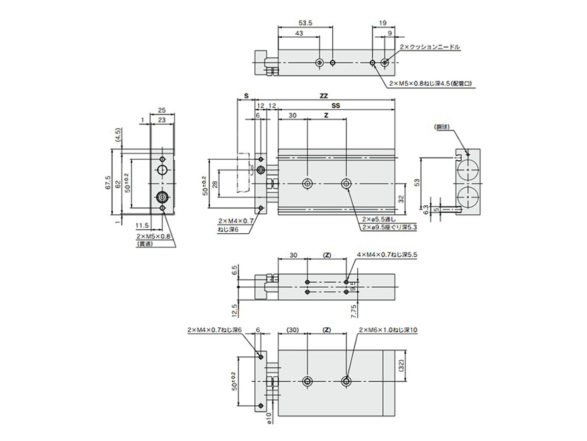 ø20 (20‑mm bore size) dimensional drawing