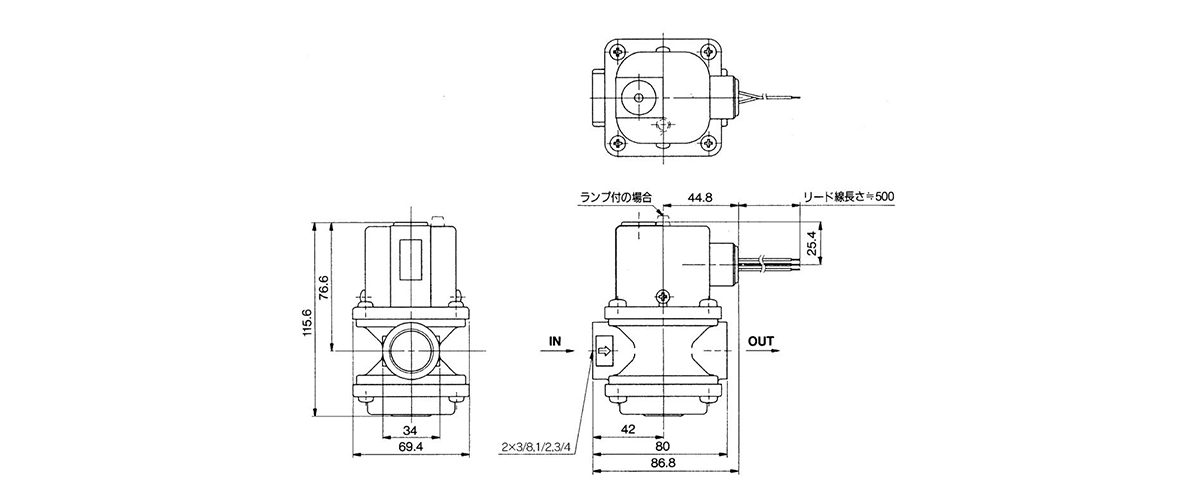 Disegno quotato di IFW5□0-□□-00 a 04 (senza morsettiera)