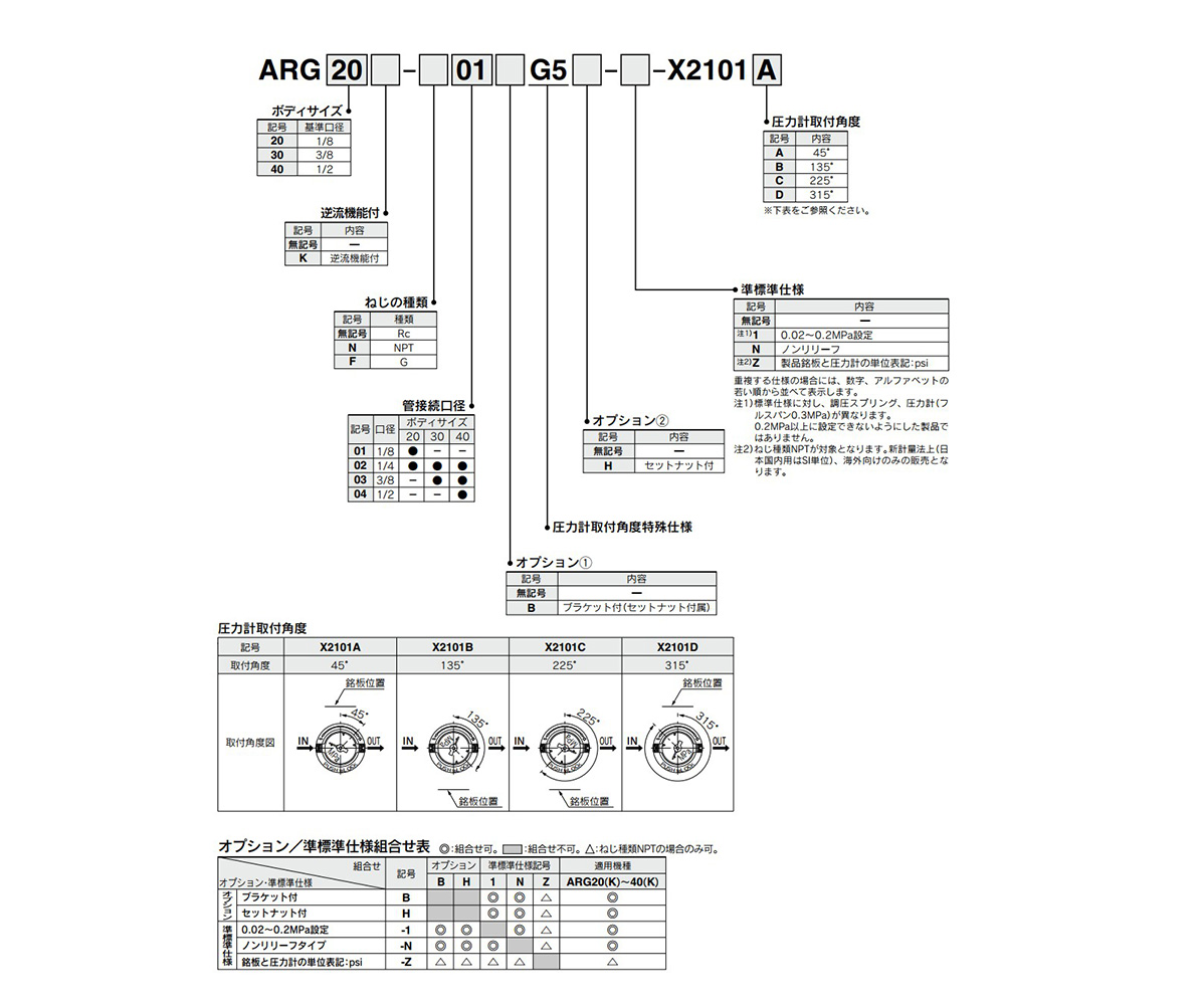 Made-to-order specifications X2101: model number example