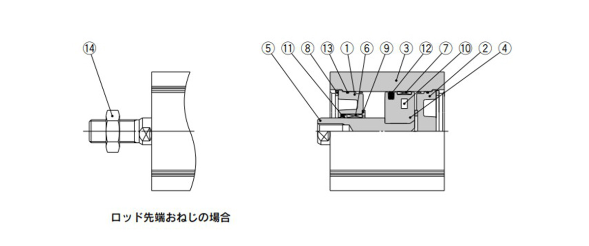 Diagram: CQU Series Compact Cylinder Plate Type, Double Acting, Single Rod