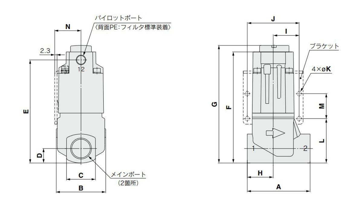 SGC2, 3, 4 Series dimensional drawing