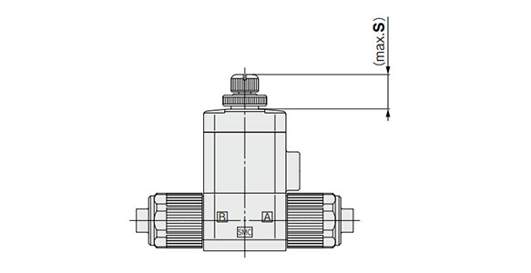With flow rate adjustment: LVC20 dimensional drawing