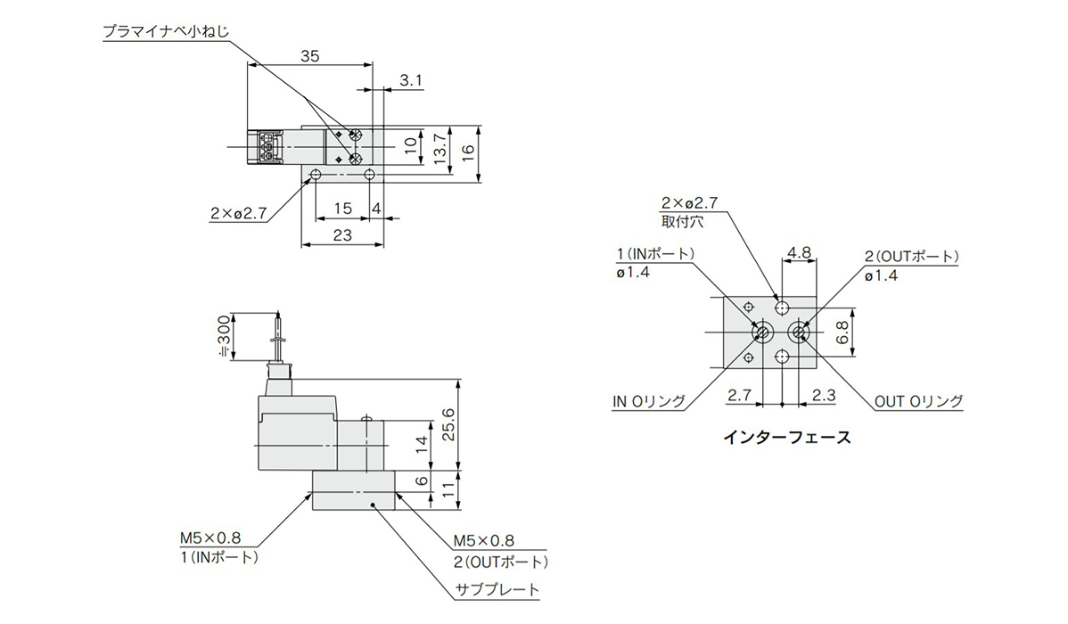 L plug connector (PVQ13-□L-□-M5) dimensional drawings