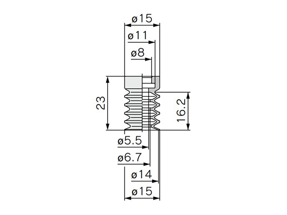 Pad single unit ZP2-B15ZJS□ dimensional drawing