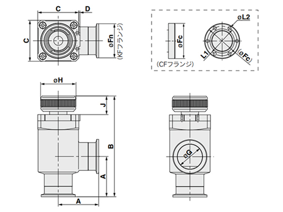 XMH angle-type dimensional drawing