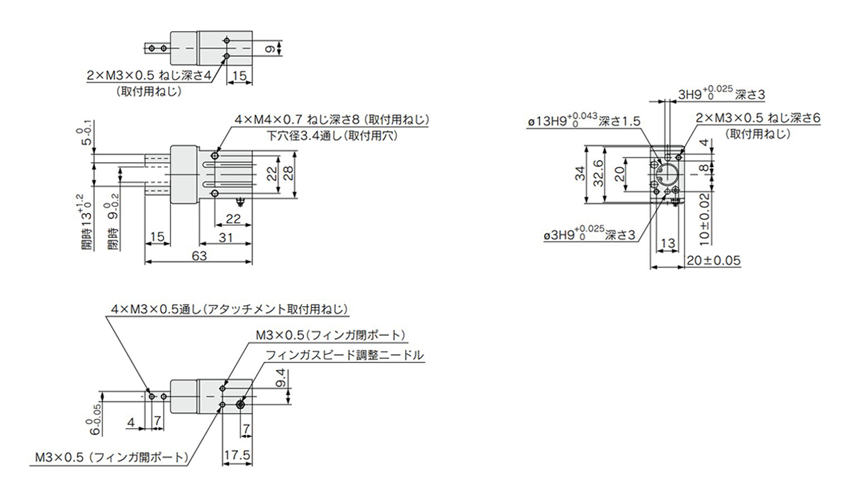 MHK2-12□ / standard type external dimensional drawing